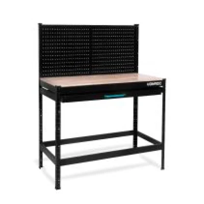 Workbench with drawer – Steel pegboard | Incl. 15 hooks