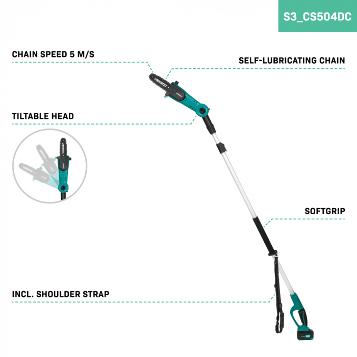 Telescopic chainsaw 20V | Incl. 4.0Ah battery and quick charger