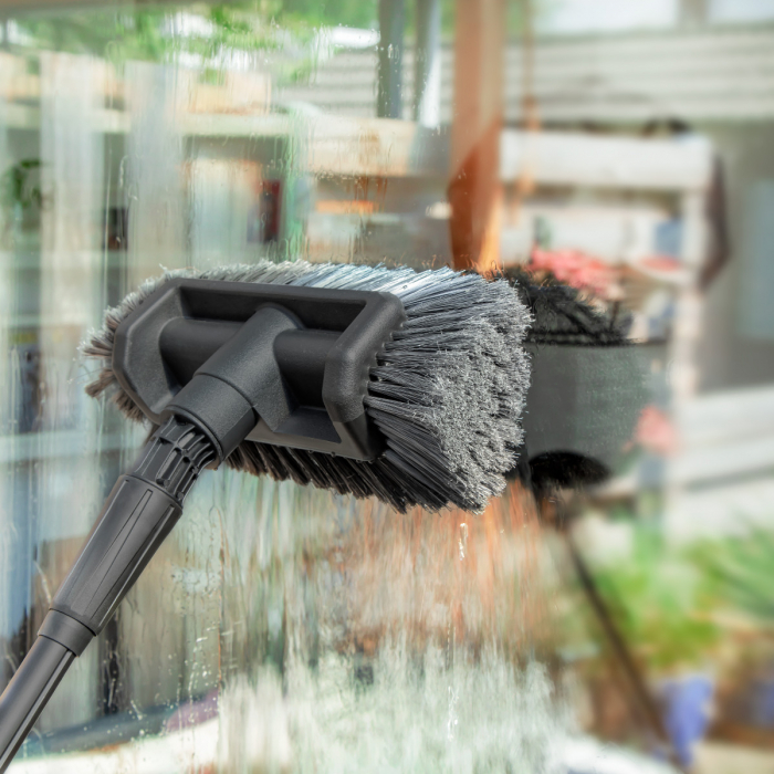 Telescopic wash brush – 4,60 m | Incl. multi-purpose brush, hose and soap dispenser
