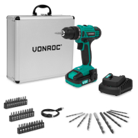 Cordless Drill 20V | Incl. 2.0Ah Battery, Charger, and 46 accessories in premium case
