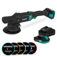 PRO Dual Action Polisher 20V – Ø 150mm | Incl. 2x 2.0Ah Battery, quick charger and 5 polishing pads