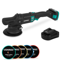 PRO Dual Action Polisher 20V – Ø 150mm | Incl. 2.0Ah Battery, quick charger and 5 polishing pads