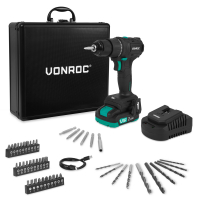 PRO Cordless Drill 20V – Brushless motor – 40Nm | Incl. 2.0Ah Battery, Charger, and 46 accessories in premium case