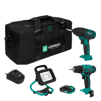 Tool set VPower 20V - 2.0Ah | Incl. 2 machines, 2 batteries and a quick charger