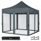 Tenda Pop-Up para Festas - 3x3 m | Set incl. Paredes Laterais com Rede Mosquiteira - Cinzento