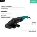 PRO Angle grinder 2600W - Ø230mm – soft start | Incl. side handle 