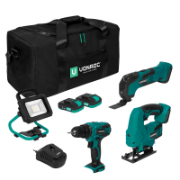 Tool Set VPower 20V – 2.0Ah | Incl. 3 machines, LED Work Light, 2x 2.0Ah Battery and Quick Charger