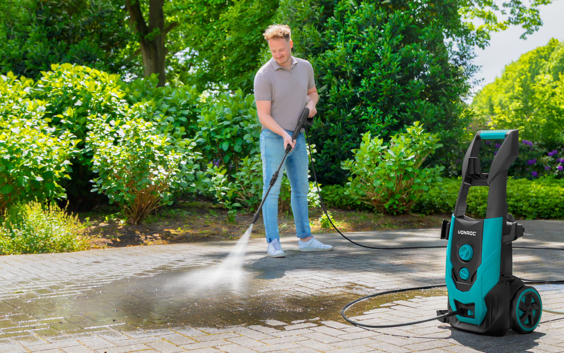 lavagem de entrada com lavadora VONROC