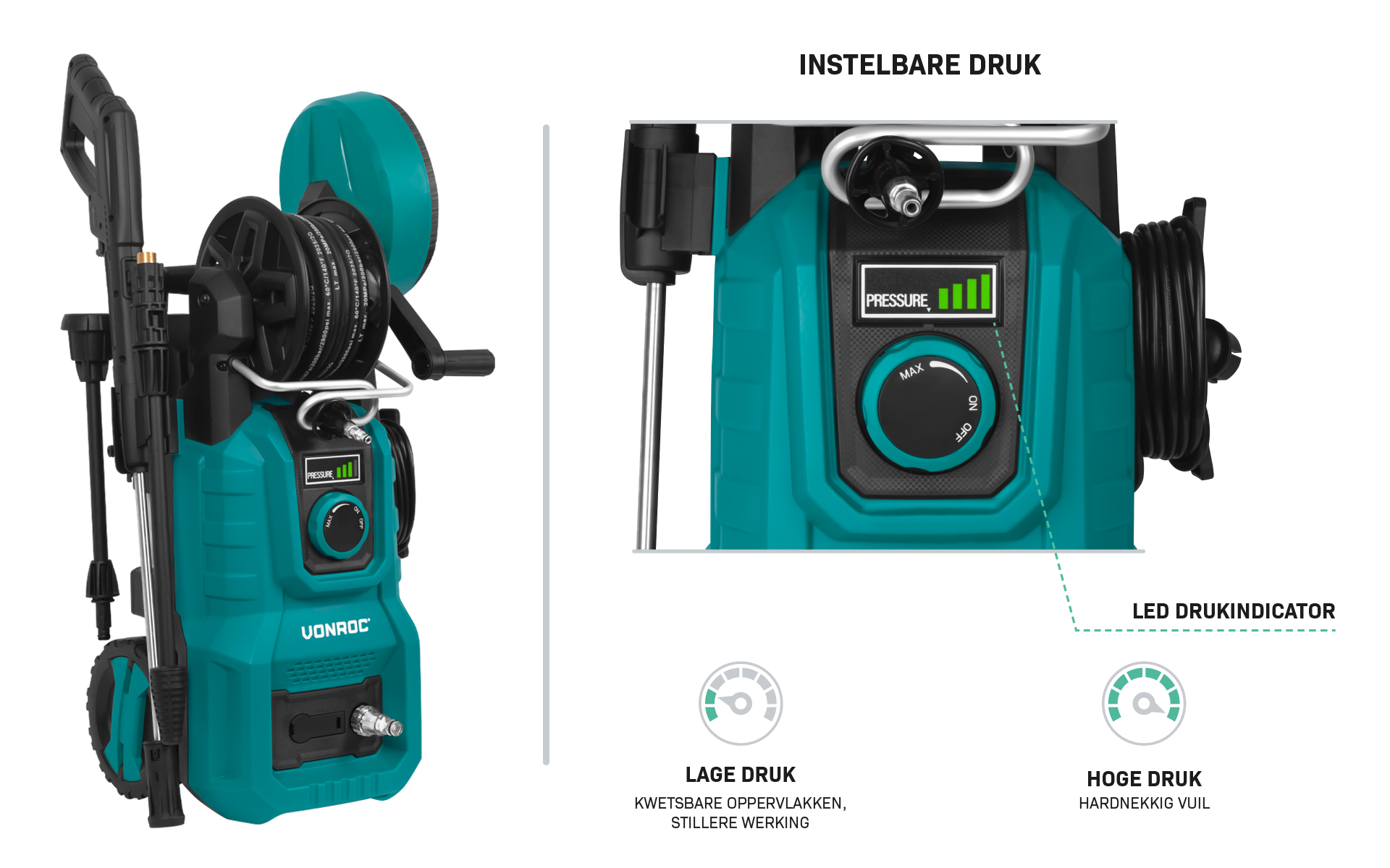 controle de pressão da lavadora VONROC